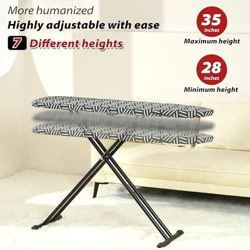 Ironing Board 43''x13'', 7 Adjustable Heights, Compact Design Saves Space - size: 43"L x 13"W