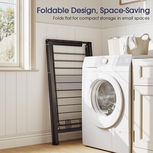 APEXCHASER Clothes Drying Rack, 67.7" L Height Adjustable, Foldable, Black - color: Black