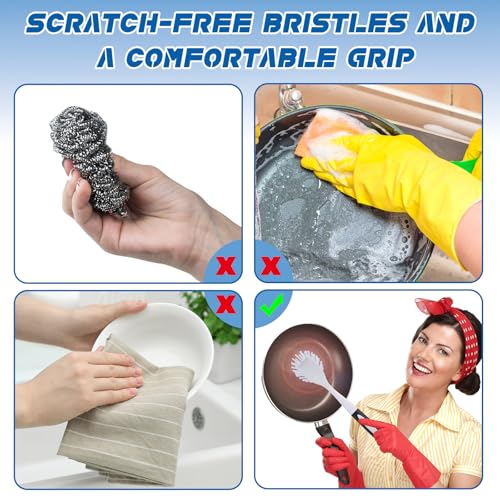 Hsei 20 Pcs Kitchen Scrub Dish Brush Bulk, Black - color: Black