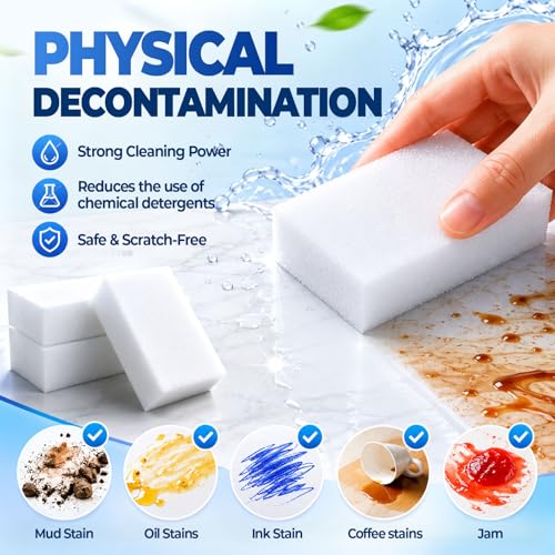Professional Magic Cleaning Sponge 50 Pack Bulk - Commercial Grade Melamine Sponge for Restaurant, Hotel, Office - Heavy Duty Multi Surface Cleaner - color: Off-white, size: 50 Pack 3.93“x2.36”x0.79"