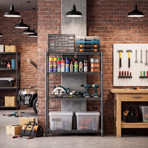 IZEUK 4-Tier Heavy Duty Chrome Metal Wire Shelving for Garage Storage - color: Chrome, size: 4 Tier, 17.7" D*35.4" W*59.4" H