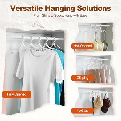 HOUSE DAY White Travel Hangers with Clips, 10 Pack Foldable Clothes Hangers - color: White, size: 10 Pack + 10 x Clips + 1 x Storage bag