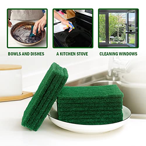 YoleShy 80 Pack Heavy Duty Scouring Pads Green Scrubbing Pads Scrub Pads - color: 80 Pcs