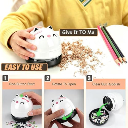 YUNYILAN Mini Desktop Vacuum Cleaner, Portable USB Vacuum Cleaner for Desk Mini Cute Cartoon Desktop Vacuum for Cleaning Eraser Crumbs, Dust, Crumbs, Computer, Keyboard and Car (White) - color: White