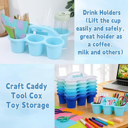 6 Pack Classroom Caddy Organizer with Handle, 6 Compartments, Gradient Blue - color: Gradient Blue