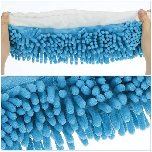 MECCANIXITY Mop Slippers Washable Microfiber Floor Cleaning Shoes Cover Chenille Duster Foot Socks Tools for House Clean, Blue 8 Pack - color: Blue