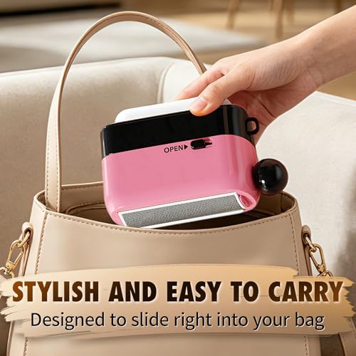 Washable Lint Roller for Pet Hair, Reusable Sticky Remover for Clothes, Furniture, Carpet, Couch, Car Seats (Pink) - color: Pink