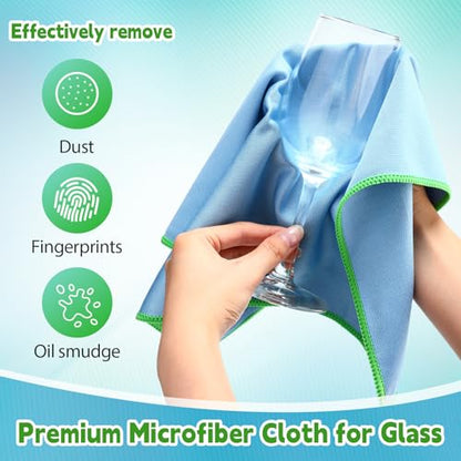 Maxcheck 24 Pack Microfiber Glass Cleaning Cloths, 16" x 16", Blue - color: Blue
