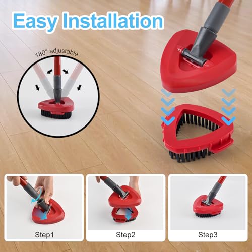 Spin Mop Handle Replacement for Ocedar, Mop Heads Replacements Compatible with RinseClean 2 Tank System,Include 2 Microfiber Mop Replace Heads,4 Section 30-58" Iron Mop Handle,1 Base and 1 Scrub Brush - size: 2 Tank
