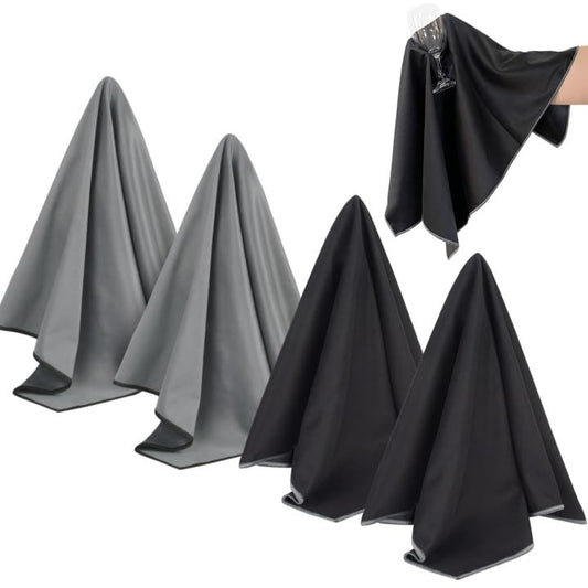 SINLAND Microfiber Glass Polishing Cloths Large Size Thick Lintless Drying Towels for Wine Glasses Stemware Dishes Stainless Appliances 20 Inch X 25 Inch Pack of 4 - color: Black+dark Grey, size: 20Inchx25Inch 4Pcs