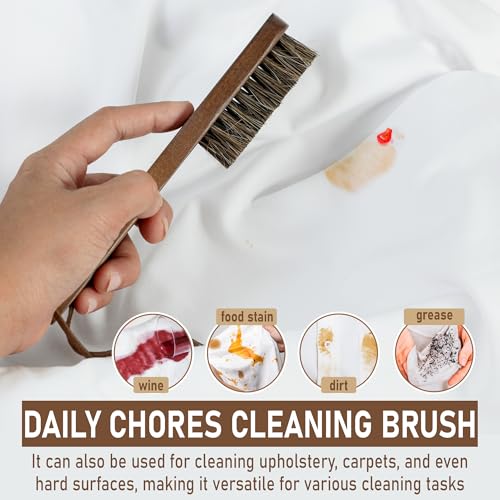 TAKAVU Horsehair Laundry Stain Brush Set, 2 Pack, Soft Bristle