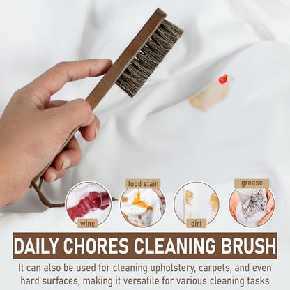TAKAVU Horsehair Laundry Stain Brush Set, 2 Pack, Soft Bristle