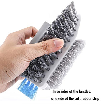Grout and Corner Scrubber Brush with Scraper Tool 4-in-1, Stiff Bristles Crevice Floor Cleaner for Cleaning Bathroom Kitchen Wall Gap Cleaning Brush