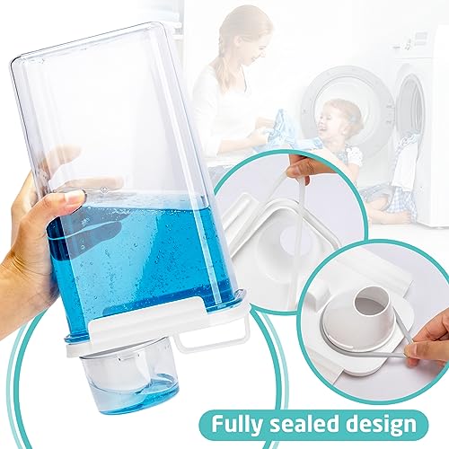 Laundry Detergent Dispenser-1 Pack, 78 oz Detergent Dispenser with 4 Removable Labels, Laundry Soap Dispenser for Laundry Room Organization and Storage, BPA Free & PET Plastic Clear