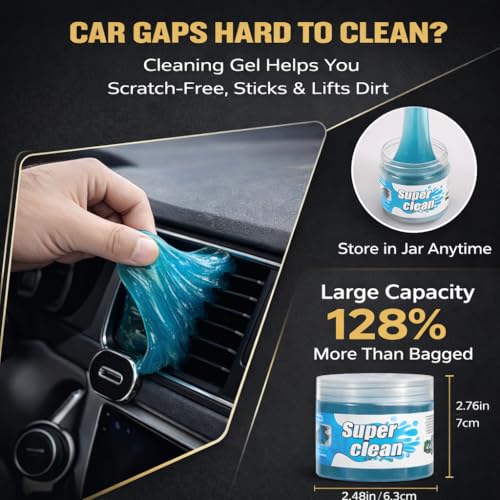 Car Detailing Kit 15PCS, Boar Hair Brushes,160g Gel, Swivel Glass Tool