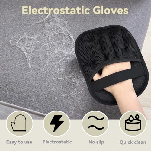 Valentines Day Gifts Pet Hair Removal Glove,Pet Hair Remover for Cat & Dog,New Upgraded Electrostatic Gloves Pet Hair,Reusable Electro Static Pet Hair Remover Electrostatic Gloves - color: Black 1 Pack
