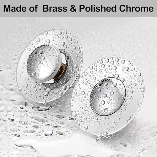 All Brass Metal Sink Stopper with Hair Catcher | Universal Bathroom Drain Strainer | Anti Clog Filter Basket, Polished Chrome, Fit for 1.08-1.5 Inch Sink Drain Hole
