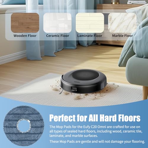 6-Pack C20 Mop Pads Compatible with Eufy Robot Vacuum Omni C20 – Washable Microfiber Mopping Cloth Refills, Reusable Replacement Pads for C20 Omni Floor Cleaner - color: 6pcs