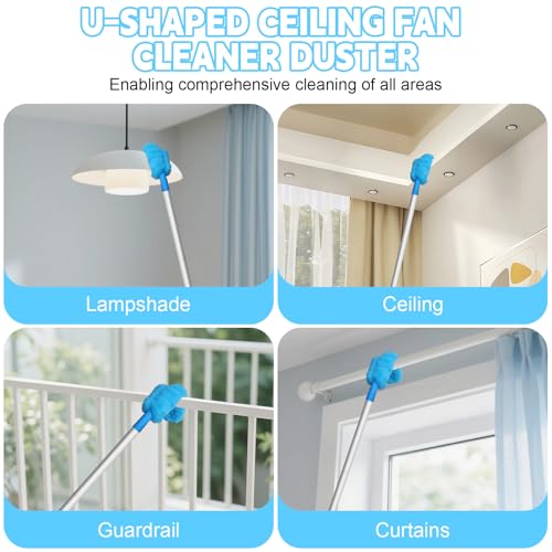 Eunice Ceiling Fan Cleaner Duster with Extension Pole - color: Blue3, size: 4.2FT