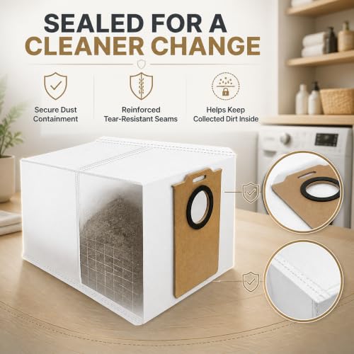 4pcs Dust Bags For Uninell UR3 Robot Vacuum Cleaner Accessories, Meltblown Non Woven 3.5 Litres Large Capacity Dust Bag, Automatic Emptying Replacement Parts(4pcs) - size: 4pcs