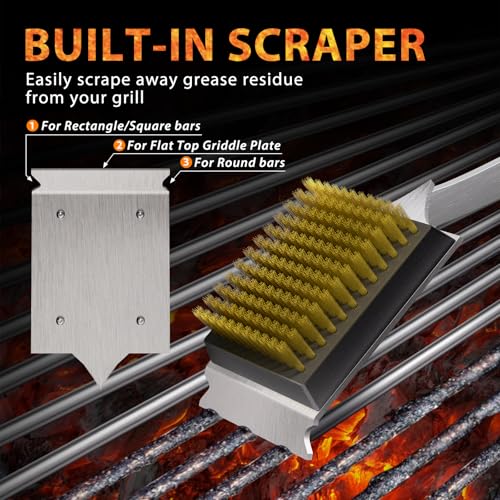 ENLOY 17" Grill Brush & Scraper for Barbecue, Grill Brush for Outdoor Grill - color: Grill Brush & Scraper