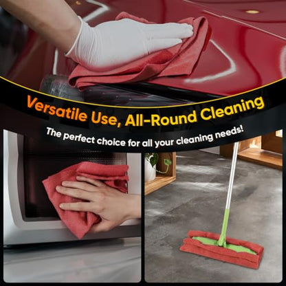 HOMEXCEL Microfiber Cleaning Cloth 100 PK, Towels for Cars, Shop Rags, Red - color: Red