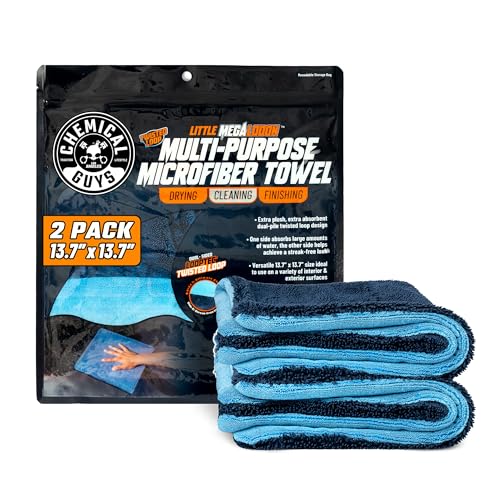 Chemical Guys, Little Megalodon Multi-Purpose Microfiber Towels, 2 Pack - style: 13.7" x 13.7" (2 Pack)