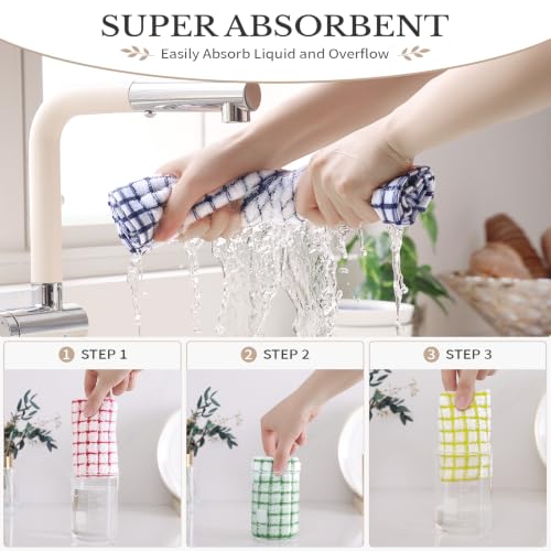 Homaxy 8 Pack Terry Kitchen Dish Cloths, 12"x12", Blue/Yellow/Red/Green - color: Blue/Yellow/Red/Green, size: 12 x 12 - 8 Pack