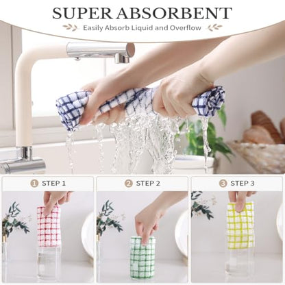 Homaxy 8 Pack Terry Kitchen Dish Cloths, 12"x12", Blue/Yellow/Red/Green - color: Blue/Yellow/Red/Green, size: 12 x 12 - 8 Pack