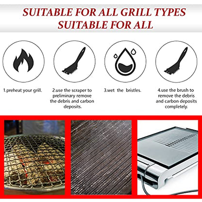 Chengu 2 Pcs 8 Inch BBQ Grill Brush for Outdoor Grill and Scraper - size: 8 Inch