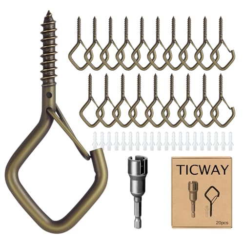 20 PCS Q-Hanger Hooks for String Lights, Ceiling Hangers for Plants & Wind Chimes, Christmas Decorations Outdoor Hooks Bronze - color: Bronze, size: 20