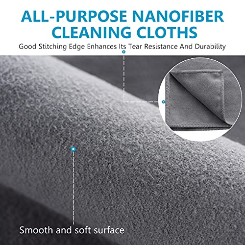8 Pack Microfiber Screen Cleaning Cloth,Premium Double-Sided Suede Microfiber Cloths for Glasses,Lenses,Computer,Phone,TV,Electronic Device Screens Wipes Cloth,12 x 12 Inches,Grey - color: Grey