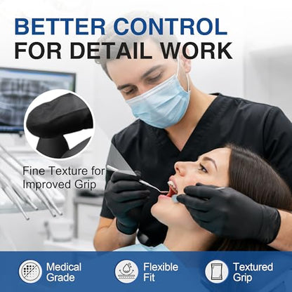 Schneider Black Nitrile Gloves, Gloves Disposable Latex Free, Powder Free - size: X-Large