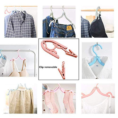 Portable Travel Clothes Hangers with Clips, Foldable Drying Rack