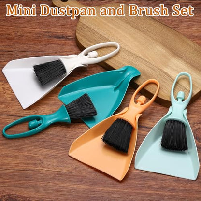 uxcell 2 Pcs Mini Dustpan and Brush Set, Small Broom and Dustpan Set for Office Tabletops Sofas Keyboards Home Cleaning Tool, Orange Yellow/White - color: Orange Yellow/White