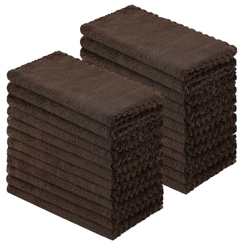 Kitinjoy 24 Pack Kitchen Cloths Dish Towels (10" x 10", Brown) - color: Brown, size: 10 X 10 inch- 24 Pack