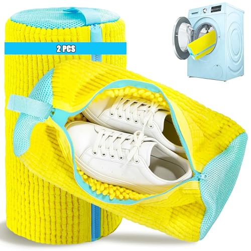 Shoe Washing Machine Bag Laundry Shoe Bags for Washer & Dryer Reusable Shoe Cleaning Bag for Sneaker Tennis Shoes - color: Yellow