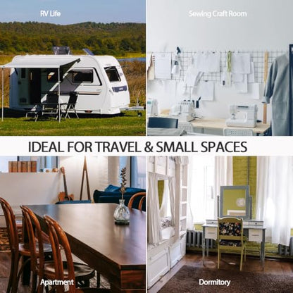 SheeChung Small Ironing Board 12"x32",Mini Ironing Board with Metal Mesh - style: Blue Leaf-32x12