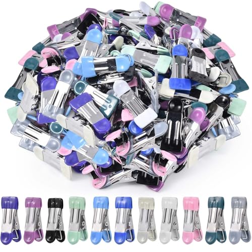 SenseYo 99 Pack Heavy Duty Clothes Pins 2.2 Inch Mini Chip Clips Bag Food Stainless Steel Clothes Pins with Rubber 11 Colors for Kitchen Photo Laundry Hanging Drying - size: 99