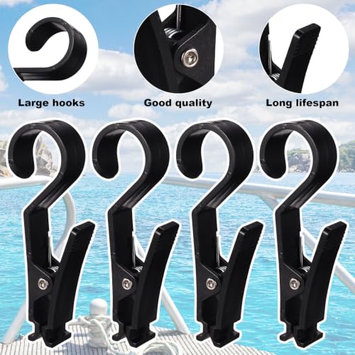 10pcs Boat Rail Towel Clips, Large Storm Proof Lockable Clothespin Boat Towel Organizer for Pontoon Marine Beach Pool Cruise Camping (Black)