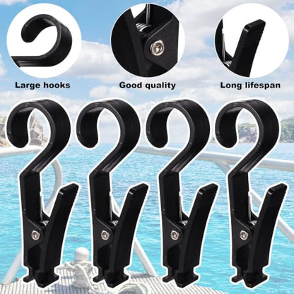 10pcs Boat Rail Towel Clips, Large Storm Proof Lockable Clothespin Boat Towel Organizer for Pontoon Marine Beach Pool Cruise Camping (Black)