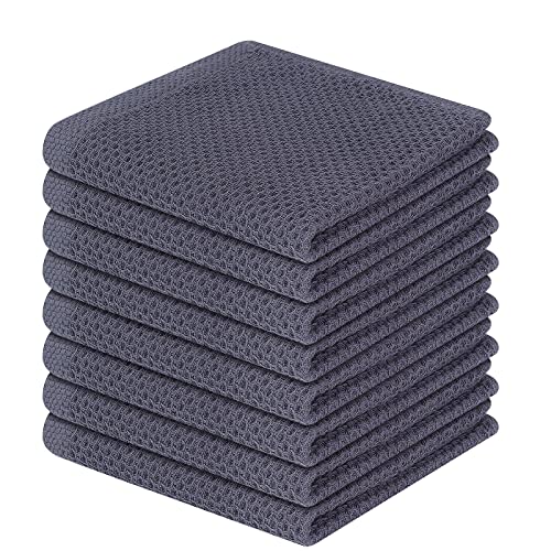 Homaxy 100% Cotton Waffle Weave Kitchen Dish Cloths 8-Pack, Dark Grey - color: Dark Grey, size: 12 X 12 - 8 Pack