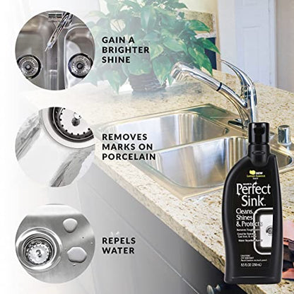 HOPE'S Perfect Stainless, Perfect Granite, and Perfect Sink Cleaner Bundle, Streak Free Polishing Kitchen Cleaners Removes Stains, Restores, and Repels Water, 3 Pack