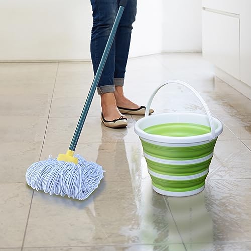 Pine-Sol Collapsible Bucket 2.6 Gallon - Multipurpose Foldable Pail for Cleaning, Car Wash, Outdoor, and Camping - Portable Round Plastic Tub with Handle (Pack of 6) - size: 2.6G (Pack of 6)