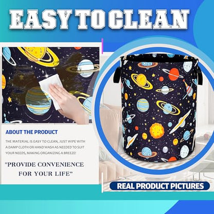 Galaxy Planet Universe Laundry Basket Foldable Oxford Cloth 18.9x16.5 Inch - color: Galaxy Planet