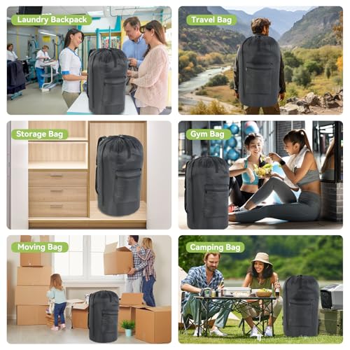 OTraki Large Laundry Backpack 100L Heavy Duty Travel Laundry Bags Hamper Bag with Adjustable Shoulder Straps Pocket Drawstring Closure Drying Do Not Exceed 176℉ - size: 16 x 32 Inch B