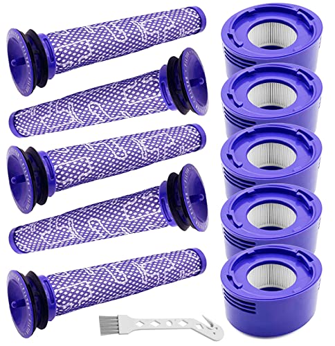 10 Pack Replacement Vacuum Filters Compatible with Dyson V7, V8 Cordless Vacuums - 5 Pre-Filters, 5 Post-Filters - size: 5+5 pack