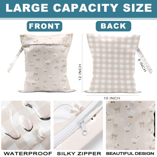 2Pcs Goose Wet Bag Wet Dry Bag Reusable with Zipper, 12x10 Inch - color: Multicolor 1465