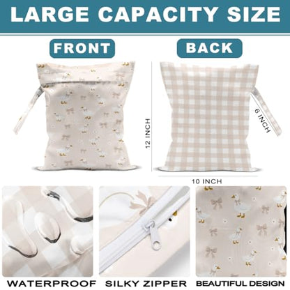 2Pcs Goose Wet Bag Wet Dry Bag Reusable with Zipper, 12x10 Inch - color: Multicolor 1465