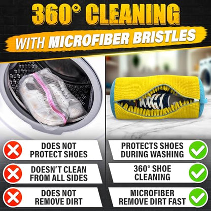 2 Pcs Reusable Shoe Washing Machine Bag, XXL with Zipper, Yellow - color: Yellow